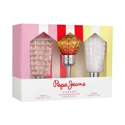 Abbildung von Pepe Jeans Cocktail Edition For Her Parfüm Frauen Geschenkset Damen aus 3 Teilen Eau de Toilette 30ml Körperlotion 50ml und Duschgel Set Blumiger, Fruchtiger Tropischer Duft für