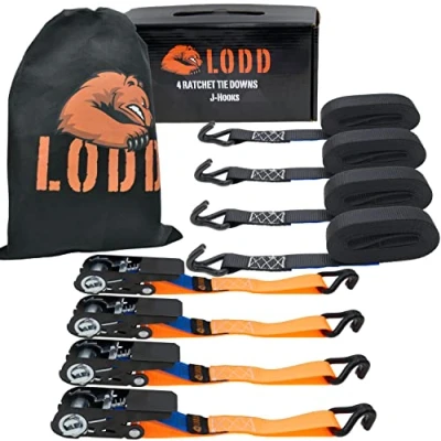 Abbildung von LODD 4 Spanngurte mit Ratsche, m x 25 mm, Widerstand 800 kg, Haken aus Kunststoff, entspricht EN 12195 2, ideal für Gepäck, Möbel, Anhänger