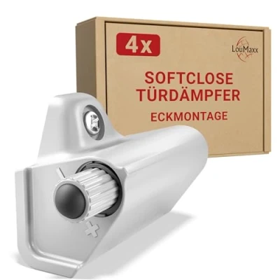 Abbildung von LouMaxx Softclose Türdämpfer Schrank 4er Set Küche zum Nachrüsten Schranktür Dämpfer in Grau gegen knallende Türen Soft Close Nachrüstung