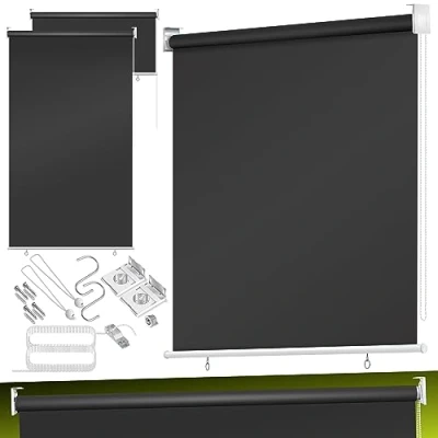 Abbildung von KESSER® Senkrechtmarkise Vertikalmarkise Balkonmarkise 140 x 240 cm Sichtschutz Sonnenschutz Seitenrollo Beschattung, Balkonrollo Stabil und wetterbeständig, für Balkon, Terrasse, Garten, Anthrazit