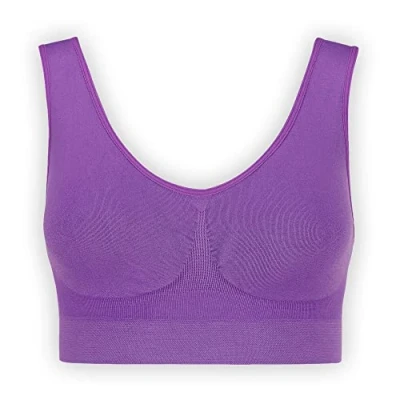 Abbildung von UnsichtBra Bustier Damen BH ohne Buegel Wohlfühl Bustiers Top Bügelloser Soft Bra Schlaf Still Sport Bralette in vielen Farben (wellbra_sngl)(S, Lila)