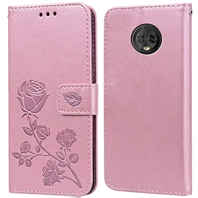 Abbildung von PKQTOP Hülle für Motorola Moto G6 Handyhülle,Klappbar Tasche Case,Standfunktion,Kartenfach,Silikon Bumper,Stoßfeste Schutzhülle Cover G6(5.7&quot;)