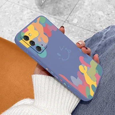 Abbildung von Smiley Hülle Für Samsung Galaxy S21 S20 FE S10 Note 20 10 Ultra Plus A72 A52 A42 A32 A71 A51 A41 A31 A21S Stoßfeste Handyhülle,Lavendel Grau,Für 4G