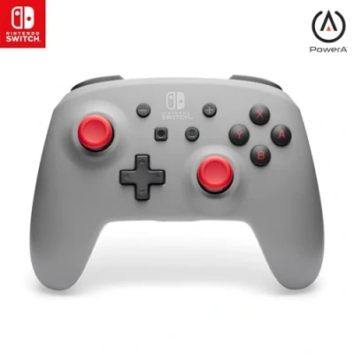 Abbildung von Kabelloser PowerA Controller für Nintendo Switch Retro Grau, Gamepad, Spiele Controller, kabelgebundener offiziell lizenziert