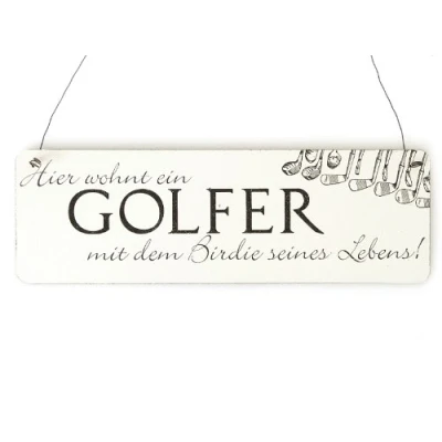 Abbildung von Interluxe Shabby Vintage Schild Türschild Hier WOHNT EIN Golfer Holzschild Geschenkidee Landhaus Chic Golf Golfspieler