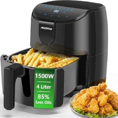 Abbildung von Aigostar Air Fryer 4.2L, Heißuftfritteuse XXL,Heissluft Fritteusen ohne Öl，8 Menü und Rezept， LED Touchscreen, 1400W,BPA frei
