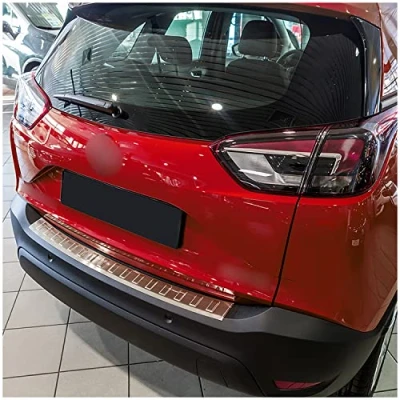 Abbildung von teileplus24 L643 Ladekantenschutz V2A Edelstahl kompatibel mit Opel Crossland X 2017 Abkantung, Farbe:Silber gebürstet