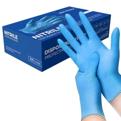 Abbildung von K MART Professionelle Nitril Mehrzweckhandschuhe, puderfrei, Einweg, extra stark, Box mit 100 Stück, Blau (100 M Stück)