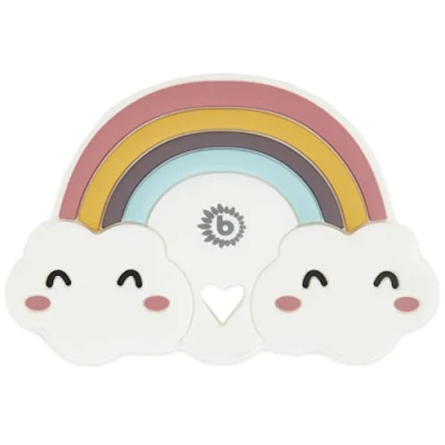 Abbildung von Bieco Beißring Silikon Regenbogen Baby, 9 cm Ab 0 Monate Zahnungshilfe Baby Greifling Bunter Beissring für zum Zahnen Motorikspielzeug