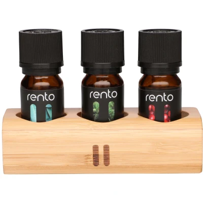 Abbildung von Rento Sauna Duft Konzentrat im Bambus Halter 3x10 ml: Eukalyptus/Beeren/Kiefer Natürlicher Aufguss für volle Entspannung