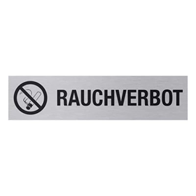 Abbildung von Metafranc Klebeschild &quot;Rauchen verboten&quot; 160 x 40 mm Aus Aluminium In moderner Edelstahl Optik Selbstklebende Rückseite / Beschilderung Infoschild Verbotsschild 507050