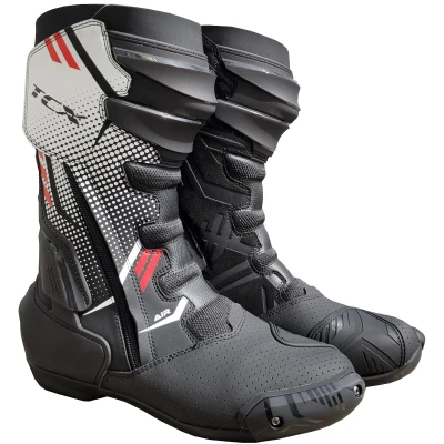 Abbildung von TCX S TR1 AIR, Herren Motorradstiefel, mit Laserperforiertem Mikrofaser Obermaterial, Seitlichem Elastischem Reißverschluss und Klettverschluss, Schwarz/Weiß/Rot