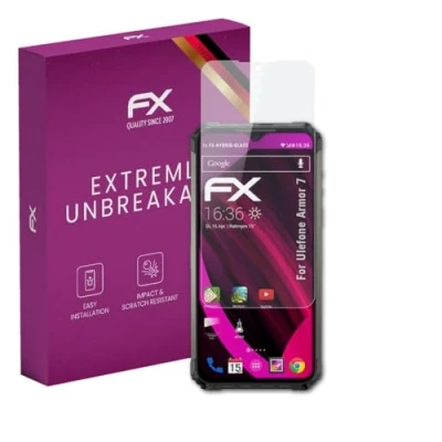 Abbildung von atFoliX Glasfolie kompatibel mit Ulefone Armor 7 Panzerfolie, 9H Hybrid Glass FX Schutzpanzer Folie