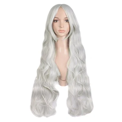 Abbildung von MapofBeauty 32&quot; Langes Haar Spirale lockige Cosplay Kostüm Perücke (silbergrau)