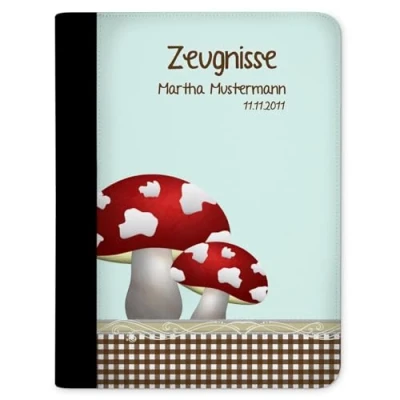 Abbildung von CreaDesign Customize A4 Zeugnismappe für Kinder 26.7 x 32.7 1 cm, erweiterbar auf bis zu 20 Fächer, Sichtbuch ohne Klarsichthüllen, Pilz Blau Design, Dokumentenmappe Schüler