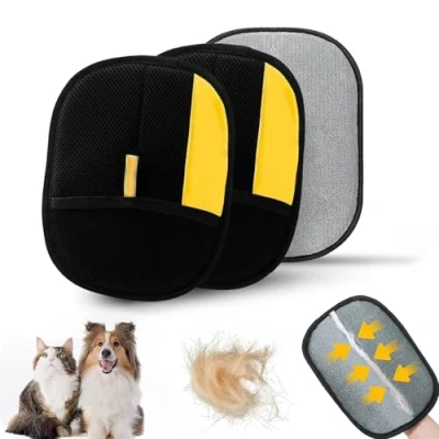 Abbildung von SYSYSYYASNL 3 Stück Fellmagnet, Fell Magnet Handschuh, Tierhaarentferner Katzen/Hunde Handschuhe,Wiederverwendbare Fellpflegehandschuhe für Haustiere