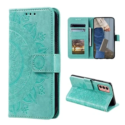 Abbildung von CoverKingz Handy Hülle kompatibel mit Samsung Galaxy A14 4G/5G Handyhülle Kartenfach Bookcover Case Tasche klappbar Motiv Mandala Grün