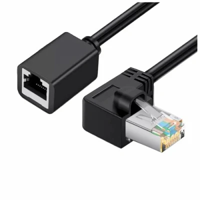 Abbildung von J57 Netzwerkkabel Verlängerung LAN Kabel Verlängerung, 90 Winkel Adapter, Hochgeschwindigkeits Ethernet Kabel, Ideal für Enge Räume, Plug &amp; Play, Kompatibel mit Router, PC, TV, und mehr