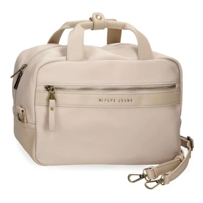 Abbildung von Pepe Jeans Joumma Bags Morgan Casual Tagesrucksack, Reisetaschen, beige und schwarz, Kunstleder für Damen, beige, Talla única, Umhängetasche