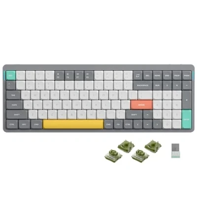 Abbildung von nuphy Air96 V2 Mechanische Tastatur Kabellos mit niedrigem Profil,100 Tasten RGB Hot Swap unterstützt 2.4GHz Wireless/Bluetooth/USB C für PC/Laptop/Windows/Mac Grey Gateron Moss Switch