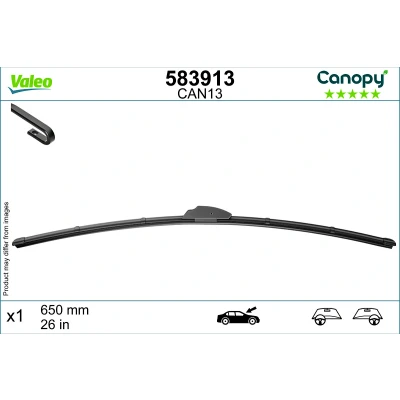 Abbildung von Scheibenwischer Valeo Canopy 583913 650mm Flachbalkenwischblatt, Wischgummi aus &gt;80 % nachhaltigen Materialien KIA: cee‘d II Schrägheck, RIO 3