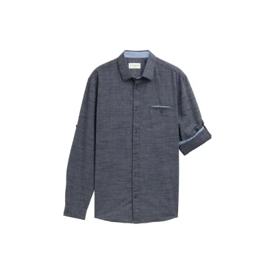 Abbildung von TOM Tailor Regular FIT MIT Turnupfunktion Hemd, Herren, Größe: XL, Navy white fil a dobby
