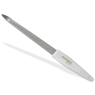 Abbildung von Nagelfeile Hohlfeile aus Solingen Maniküre Saphirnagelfeile Made in Germany Fein/Grob Pediküre Feile verschiedenen Längen Nagelpflege für Hände und Füße (15 cm, Nagelfeile/Hohlfeile Weiß)