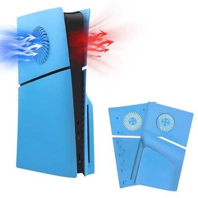 Abbildung von Mcbazel PS5 Slim Disc Frontplattenersatz Faceplates Dauerhafte ABS Schutzersatzabdeckung mit Kühlungsventilzubehör für Playstation 5 Edition Hellblau