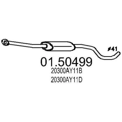 Abbildung von MTS 01.50499 Mittelschalldämpfer 1680 NISSAN: Micra 3, C+C 3