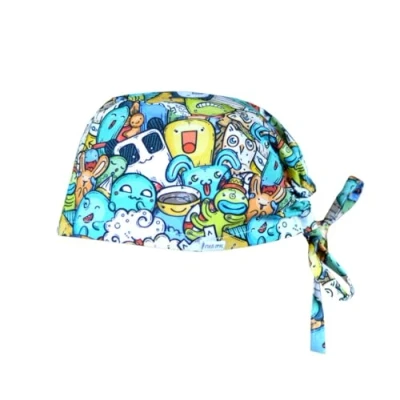 Abbildung von MEDIZAL FASHION OP Haube mit Schnüren, Arzt Kostüm Zubehör Unisex, Hauben Stoff Wiederverwendbare, Krankenschwester Baumwolle, Haube, Medizinische Kappe Monsters