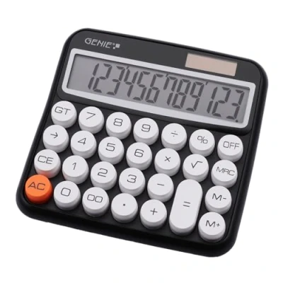 Abbildung von GENIE 612 BK 12 stelliger Tischrechner mit Dual Power (Solar und Batterie) schwarz