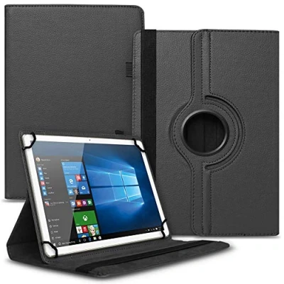 Abbildung von UC Express Tablet Schutzhülle kompatibel für Asus ZenPad 10 Z301ML Z301MFL Z300M Hülle Tasche 360 Drehbar Kunstleder Standfunktion Cover Universal Case, Farben:Schwarz