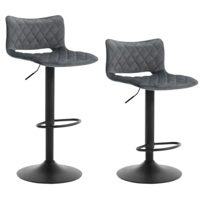 Abbildung von WOLTU 2er Set Barhocker, Barstühle höhenverstellbar, Küchenhocker drehbar, mit Rückenlehne Fußstütze, Thekenhocker, Tresenhocker Design Hocker, gepolstert, Samt, Dunkelgrau, BH392dgr 2