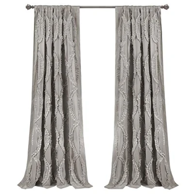 Abbildung von Lush Decor Avon Fenstervorhang, elfenbeinfarben, für Wohnzimmer, Esszimmer, Schlafzimmer (Einzel), 137 x 240 cm, Hellgrau