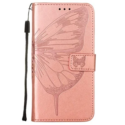 Abbildung von HiCASE Pro Handyhülle für iPod Touch 7/iPod 6/iPod 5, PU Leder Tasche Flip Case Lederhülle Hülle, Vintage Schmetterling und Blume Schutzhülle