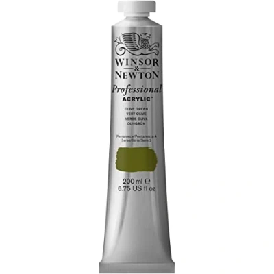 Abbildung von Winsor &amp; Newton 2337447 Professional Acrylfarbe in Künstlerqualität, hohe Farbbrillanz Deckkraft, Archivqualität, 200ml Tube Olivgrün