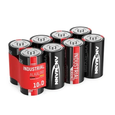 Abbildung von ANSMANN Industrial Alkaline Batterie Mono D LR20 Longlife professionelle Alkalinebatterie Industriebatterie für hohen Strombedarf (im 10er Pack) hohe Kapazität deckt ab