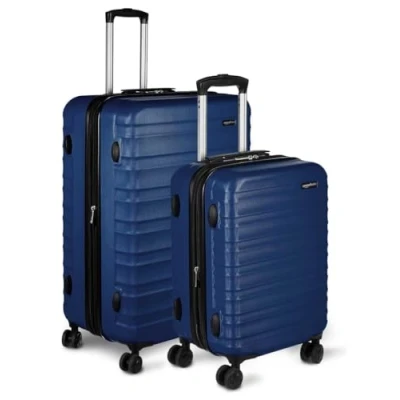Abbildung von Amazon Basics Hartschalen Reisegepäck, ABS Trolley mit 4 Rollen, 2 teiliges Set, (55 cm, 78 cm), Marineblau