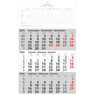 Abbildung von 2026 Adina Wandkalender Dreimonatskalender mit Tagesanzeiger