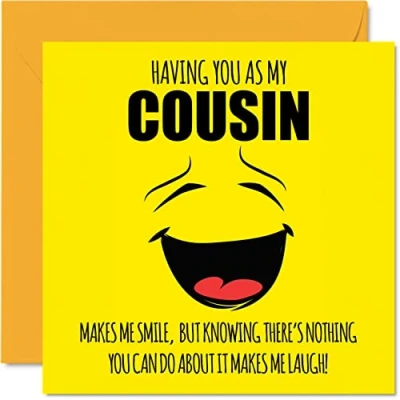 Abbildung von Lustige Geburtstagskarten für Cousin Make Me Smile Witz Happy Birthday Karte von Verwandten, Banter Geburtstagsgeschenke, 145 mm x Geschenk