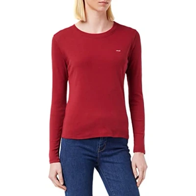 Abbildung von Levi&#039;s Damen Long Sleeve Baby Tee T Shirt,Biking Red,XS