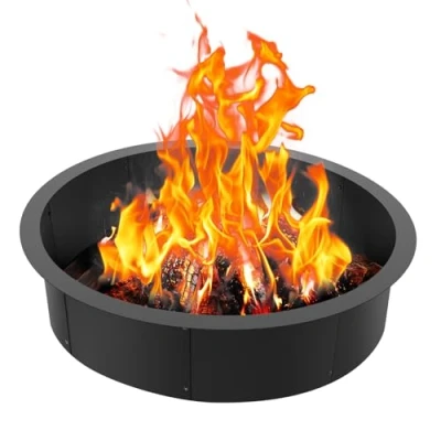 Abbildung von VEVOR Feuerstellenring, 1143 mm Außen /990,6 Innendurchmesser, 254 hohe Feuerstelle, robuste Karbonstahl Auskleidung, DIY Lagerfeuerring über oder im Boden, für Outdoor Camping, Lagerfeuer