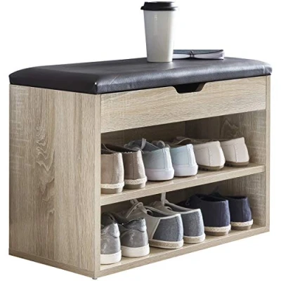 Abbildung von Wohnling Schuhbank WL5.262 (mit Sitzfläche Sonoma, Schuhregal Holz 60x40x30 cm), Kleine Flurbank Geschlossen, Sitzbank Schmal Flur