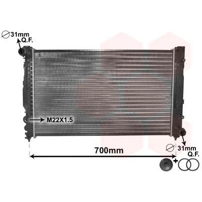 Abbildung von VAN WEZEL 03002124 Kühler, Motorkühlung Aluminium 630 415 35 *** IR PLUS mit Dichtung Verschlussstopfen Kühlrippen mechanisch gefügt