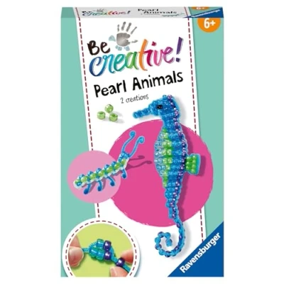 Abbildung von Ravensburger BeCreative Bead Animal Seahorse Bastelset für Kinder ab 6 Jahren, Perlentiere Seepferdchen basteln Mädchen und Jungen 18428 Ostergeschenke Kinder, Osterdeko selber