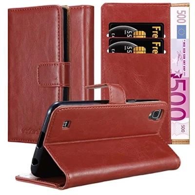 Abbildung von Cadorabo Hülle kompatibel mit LG X Power aus Premium Kunst Leder Flip Klappbare Stoßfeste Magnetische [Standfunktion] [Kartenfächern] Cover für Tasche in Rot