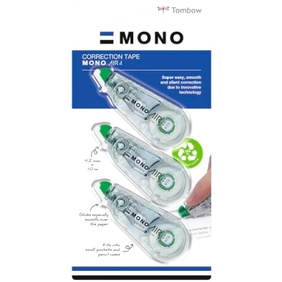 Abbildung von Tombow CT CA4 3P Korrekturroller MONO air 4, mittiges Abrollen, 4,2 mm x 10 m, Dreierpack