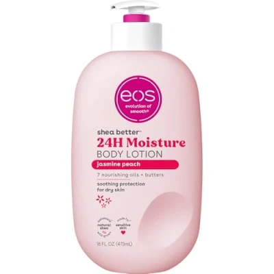 Abbildung von eos Shea Better Body Lotion Jasmine Peach, 24 Hour Moisture Skin Care, Lightweight &amp; Non Greasy, Made with Natural Shea, Vegan, 16 fl oz
