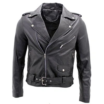 Abbildung von Infinity Männer Leger Brando Beiläufige Schwarz e Bikerjacke aus Leder XL