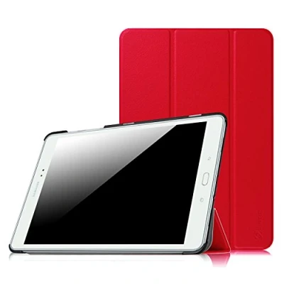 Abbildung von Fintie Hülle für Samsung Galaxy Tab A 9.7 Zoll T550N / T555N Tablet PC Ultra Schlank Superleicht Ständer SlimShell Cover Schutzhülle Etui mit Auto Schlaf/Wach Funktion, Rot